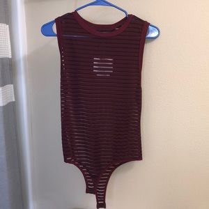 Maroon crew neck bodysuit